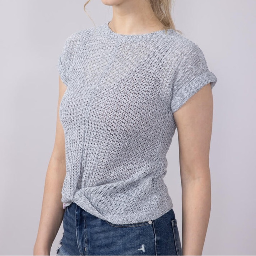 NWT Simply Southern Twist Hem Top for Women in Heather Grey, Size Large Sweater